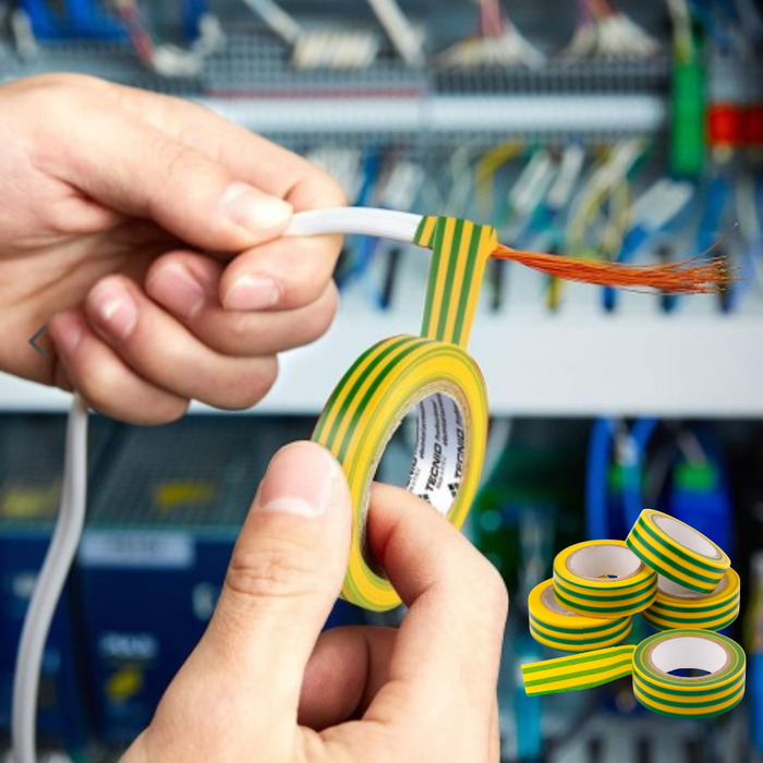 Kit nastro isolante in pvc autoestinguente multicolore per impianti sicuri *** colore giallo/verde, dimensioni 19 mm ...