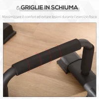 Set 2 Barre Parallele in Acciaio con Impugnatura in EPE Antiscivolo, 36x25x20 cm, Nero