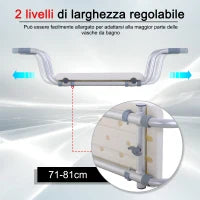 Sedile per Vasca in Lega di Alluminio e Plastica, Sgabello per Vasca da Bagno Larghezza Regolabile 73-83cm, Max. Carico 150kg