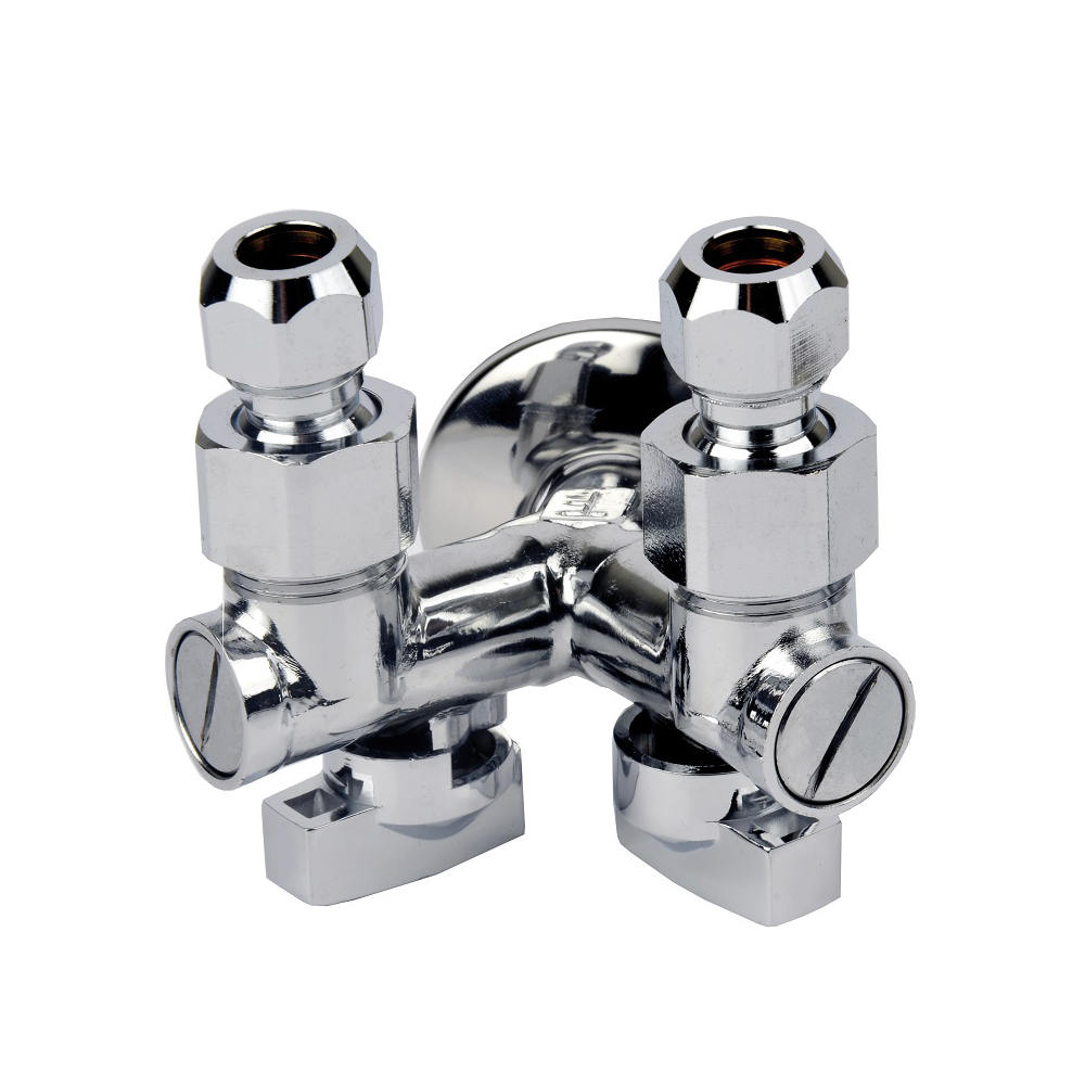 Rubinetto sottolavabo doppio 1/2 x 10 cromato