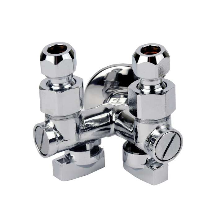 Rubinetto sottolavabo doppio 1/2 x 10 cromato