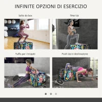 Plyo Box 3 Altezze Jumping Box Antiscivolo per Casa e Palestra, 76x61x51cm, Multicolore