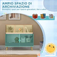 Mobile Portagiochi per Bambini a 2 Livelli con 5 Scomparti in Legno, 80x34x79cm, Grigio