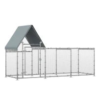 Recinto per Galline in Acciaio Galvanizzato con Telo di Protezione in Oxford, 302x107x172cm, Argento