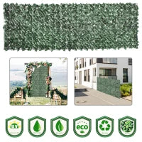 Rotolo di Siepe Artificiale per Balcone e Giardino in PE Anti-UV, Siepe Finta con Foglie Verde Scuro 300x100cm