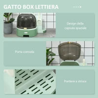 Lettiera per Gatti Chiusa con Coperchio Apribile e Vassoio Estraibile, 52x60x42 cm, Verde