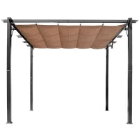 Gazebo Pergola da Giardino 3x4m con Telo in Poliestere e Struttura in Alluminio, Grigio e Marrone