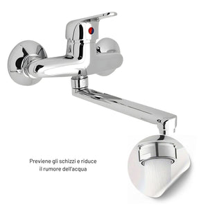 Miscelatore rubinetto a muro per lavello cucina erogazione orientabile *** confezione 1