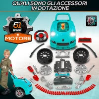 Officina Camion Giocattolo per Bambini 3-5 Anni a 61 Pezzi con Maniglia, in ABS e PP, 40x39x47 cm, Nero e Azzurro