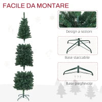 Albero di Natale Artificiale 210cm con 687 Rami, Design Alto e Stretto con Base Pieghevole, Verde