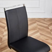 Set di 4 sedie da pranzo a sbalzo, struttura in metallo cromato, schienale in pelle artificiale PU, Nero