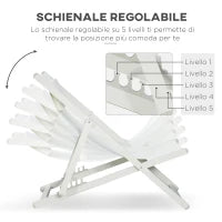 Set 2 Sedie Poltrona Sdraio da Esterni Pieghevoli e Reclinabili in Alluminio, 96.5x58x91.5 cm, Beige