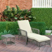 Mobili da Giardino Set 2 Pz in Rattan Chaise Longue e Tavolino da Caffè