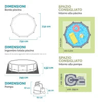 26340NP - Piscina Ultra Xtr Frame 732X132 Cm Pompa A Sabbia, Scaletta Doppia, Telo Base, Copertura