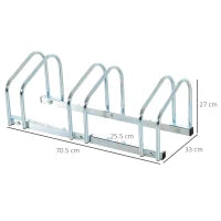 Rastrelliera Portabiciclette Parcheggio per 3 Biciclette Tubi d'acciaio