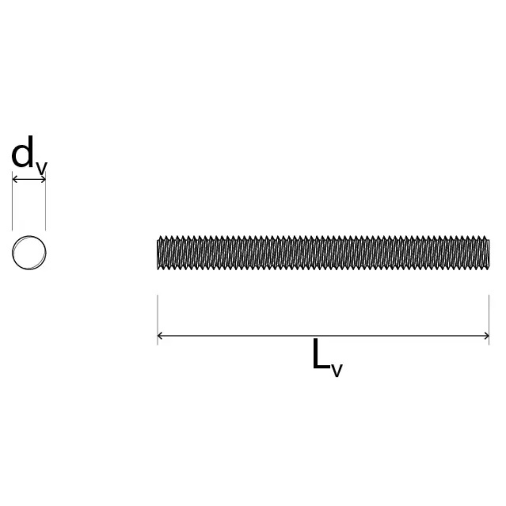 Barra filettata in acciaio 1 metro din 976-1 per applicazioni industriali *** misura 8 x 1,2 mm, confezione 1