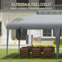 Gazebo da Giardino Pop-up 6x3 m Pieghevole, Tendone per Feste con Sacca di Trasporto, Grigio