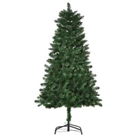Albero di Natale 150cm Artificiale Pieghevole con Base Rimovibile, 454 Rami, in PVC e Acciaio, Verde