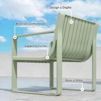 Set da Giardino 5 Pezzi a Doghe con Divanetto, 2 Poltroncine e 2 Tavolini in Polipropilene Verde