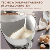 Impastatrice Planetaria da 4.5L a 6 Velocità in Acciaio Inox, Plastica e Alluminio, 35x22x29 cm, Nero e Argento