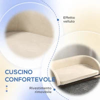 Divano per Cani Taglia Media e Grande con Cuscino Rimovibile e Sfoderabile Vellutato, Crema
