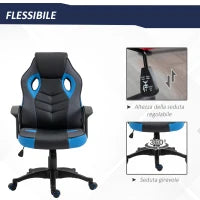 Sedia da Gaming Poltrona da Ufficio Girevole con Rotelle in Similpelle