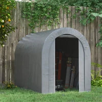 Capanno da Giardino, Tenda da Stoccaggio Esterno, Garage per Bici, Tetto in PE, Struttura in Metallo Zincato, Grigio