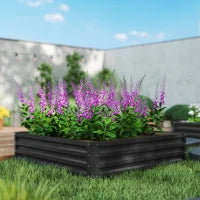 Letto per Orto Rialzato a Fondo Aperto con Rivestimento, in Acciaio Zincato, 120x120x30 cm, Grigio