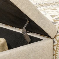 Panca con Contenitore in Poliestere Trapuntata con Gambe in Acciaio d'oro, 110x44x48cm, Beige