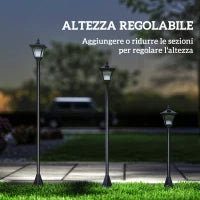 Lampada da Giardino Lampada da Terra LED da Esterno a Energia Solare Impermeabile IP44, 15x15x120 cm, Nero