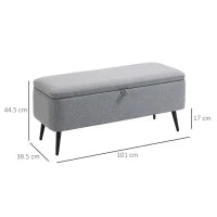 Panca Contenitore in Tessuto Effetto Velluto, per Camera, Soggiorno e Ingresso, 101x38.5x44.5 cm, Grigio