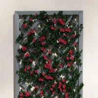 Fioriera con Grigliato Posteriore e Fessura di Drenaggio, in Legno Composito, 65x33.5x135 cm, Grigia