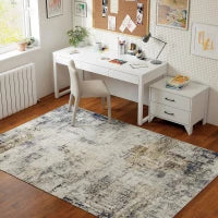 Tappeto per soggiorno, Poliestere, design artistico moderno, lavabile, Grigio