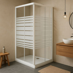 Box doccia corner due ante cristallo serigrafato temperato *** misure 71.5-74.5x71.5-74.5xh185 cm serigrafato, confez...