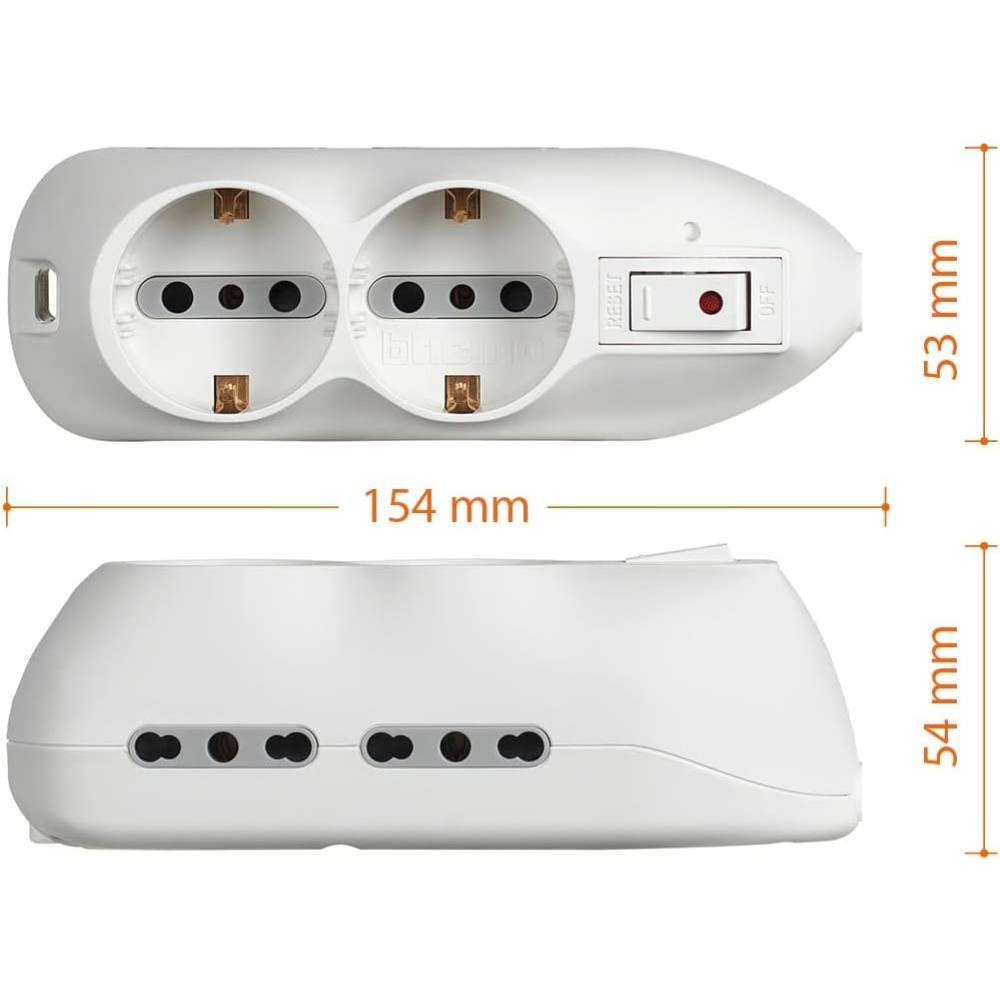 Bticino 3695db multipresa slot safe bianca 4 prese bipasso 2 schuko