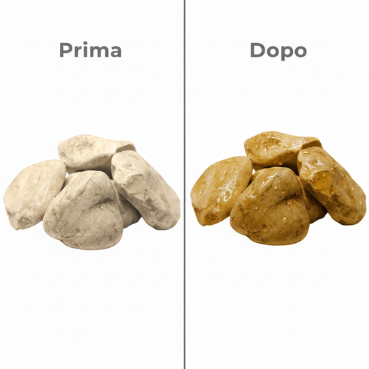 Ciottoli giallo siena effetto bagnato brillante con protettivo cir tono plus *** misura 25/40, formato 25 kg + 1 l, c...