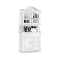 Cristalliera 4 ante 2 cassetti in stile classico in legno e mdf con rifinitura in bianca 104x43x220 H