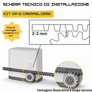Kit 6 cremagliere nylon m4 con inserto metallico per cancelli scorrevoli