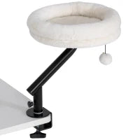 Letto da Scrivania Girevole per Gatti, Imbottito e Lavabile, con Altezza Regolabile, Crema