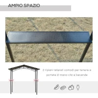 Gazebo da Giardino per Barbecue BBQ con Tetto in PC e Mensole Laterali, 246x149x230cm, Nero