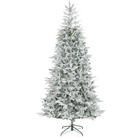 Albero di Natale Innevato Alto 210 cm con Rami Realistici e Base in Metallo Pieghevole
