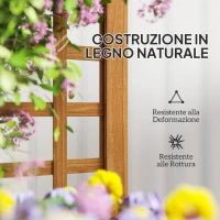 Fioriera con Traliccio per Rampicanti con Foro di Drenaggio e Fodera, in Legno, 40x40x120 cm, Marrone