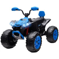 Quad Elettrico per Bambini, a 24V con 4 Ruote, Fari, Porta USB e Funzione MP3, 3-8 Anni, Blu