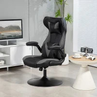 Sedia da Gaming con Funzione Oscillante, Sedia Girevole, Regolabile in Altezza, Seduta Imbottita, in Metallo, 67 x 71 x 112 cm, Grigio