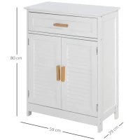 kleankin Mobiletto per Bagno o Camera da Letto in MDF Bianco Impermeabile con Cassetto e Armadietto, 59 x 29 x 80cm