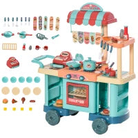 Cucina Giocattolo Per Bambini 3-6 Anni, Caffetteria Ristorante con 50 Accessori Inclusi, 79.5 x 33 x 90.5cm