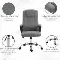 Sedia da Ufficio Presidenziale Ergonomica Basculante e Imbottita con Altezza e Inclinazione Regolabile, 62 x 76 x 110-119cm