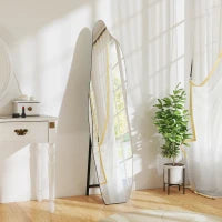 Specchio da Terra a Figura Intera senza Cornice con Forma Irregolare e Supporto 40x4x160 cm Nero e Argento