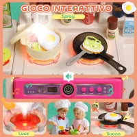 Cucina Giocattolo per Bambini 3-6 Anni con 104 Accessori, in PP, PE e ABS, 52.5x22x100 cm, Rosa
