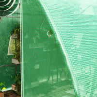 Telo Serra in PE con 8 Finestre, Porta Avvolgibile e Bordi Interrati, 4x3x2 m, Verde